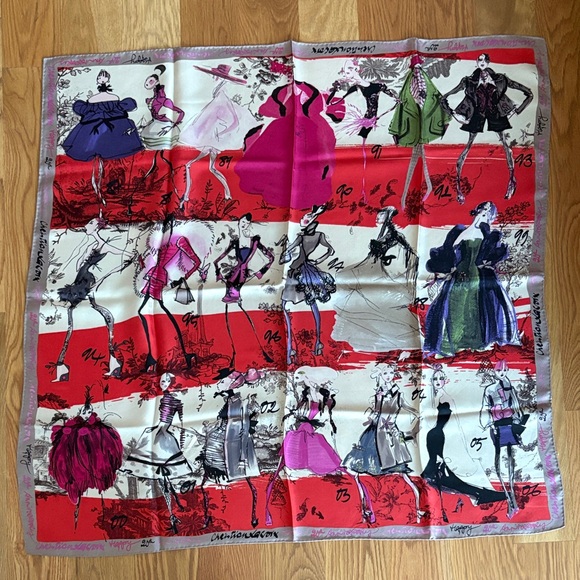 Christian Lacroix Multicolor Fashion 20th Anniversary Vintage Silk Scarf